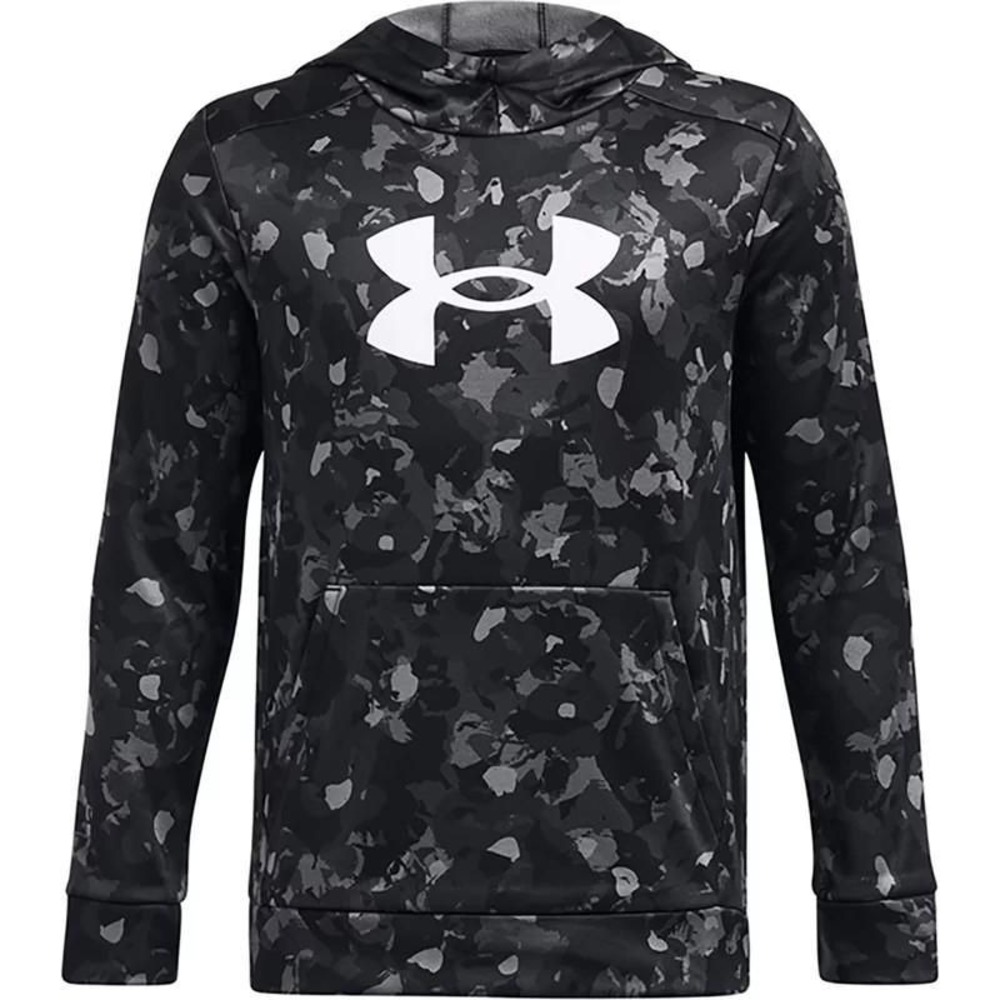 Under Armour Boys' Fleece All Over Print Hoodie Black/White, Large New with Tags
